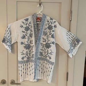 Johnny Was Medium White Embroidered Kimono
